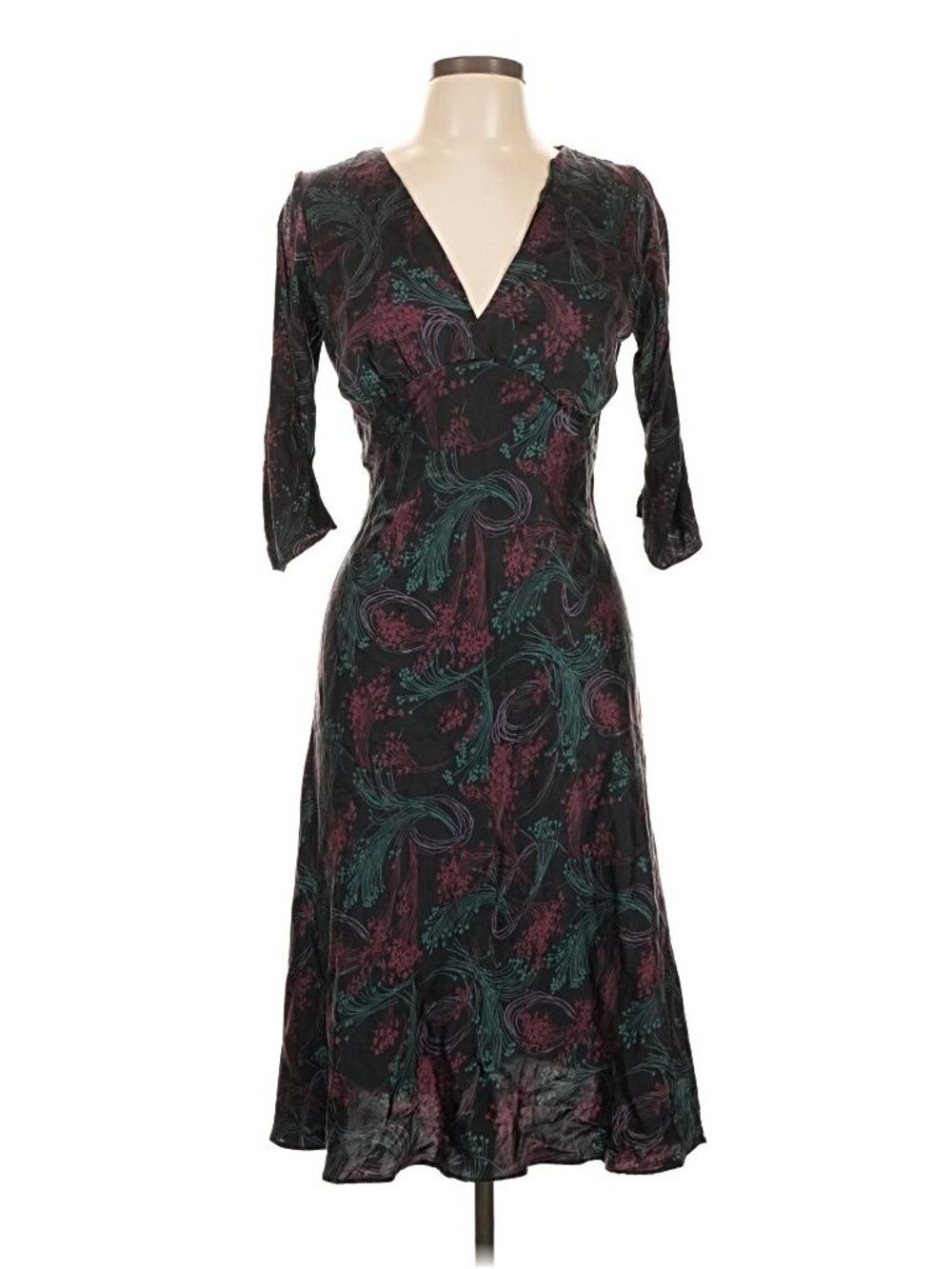 Black Label Dress Silk Slit Sleeves 1990s VINTAGE RARE EUC